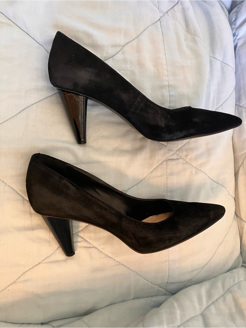 Nine West Black Suede Pointed-Toe Pumps